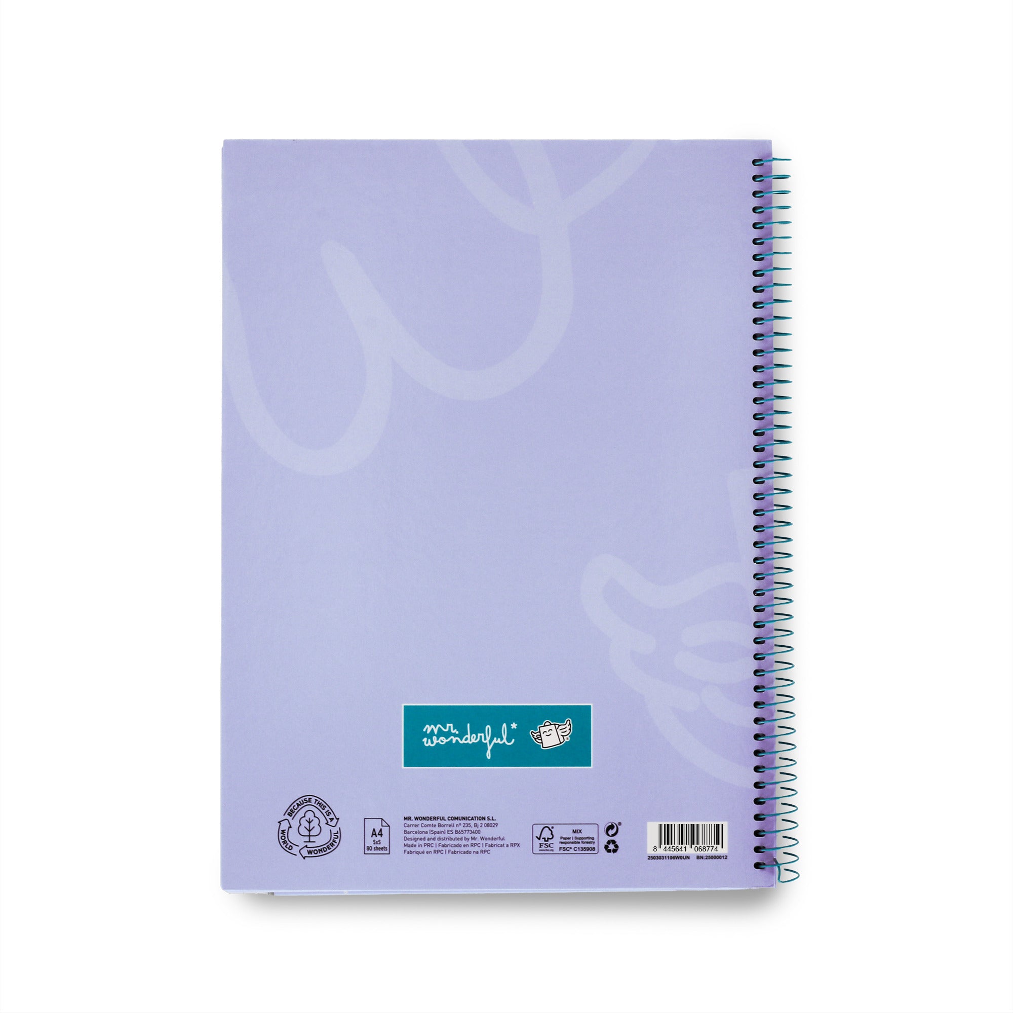 Lilac A4 notebook 80 sheets - Grid paper and micro-perforated