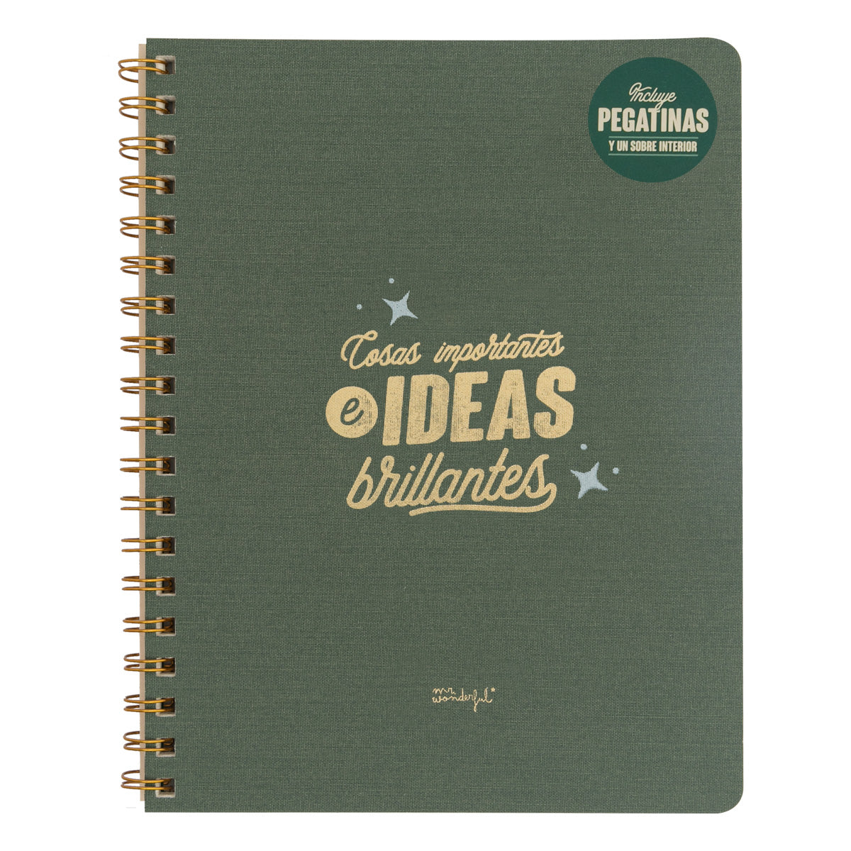 Libreta A5 con mensaje Mr. Wonderful para mujeres - Cosas importantes e ideas brillantes