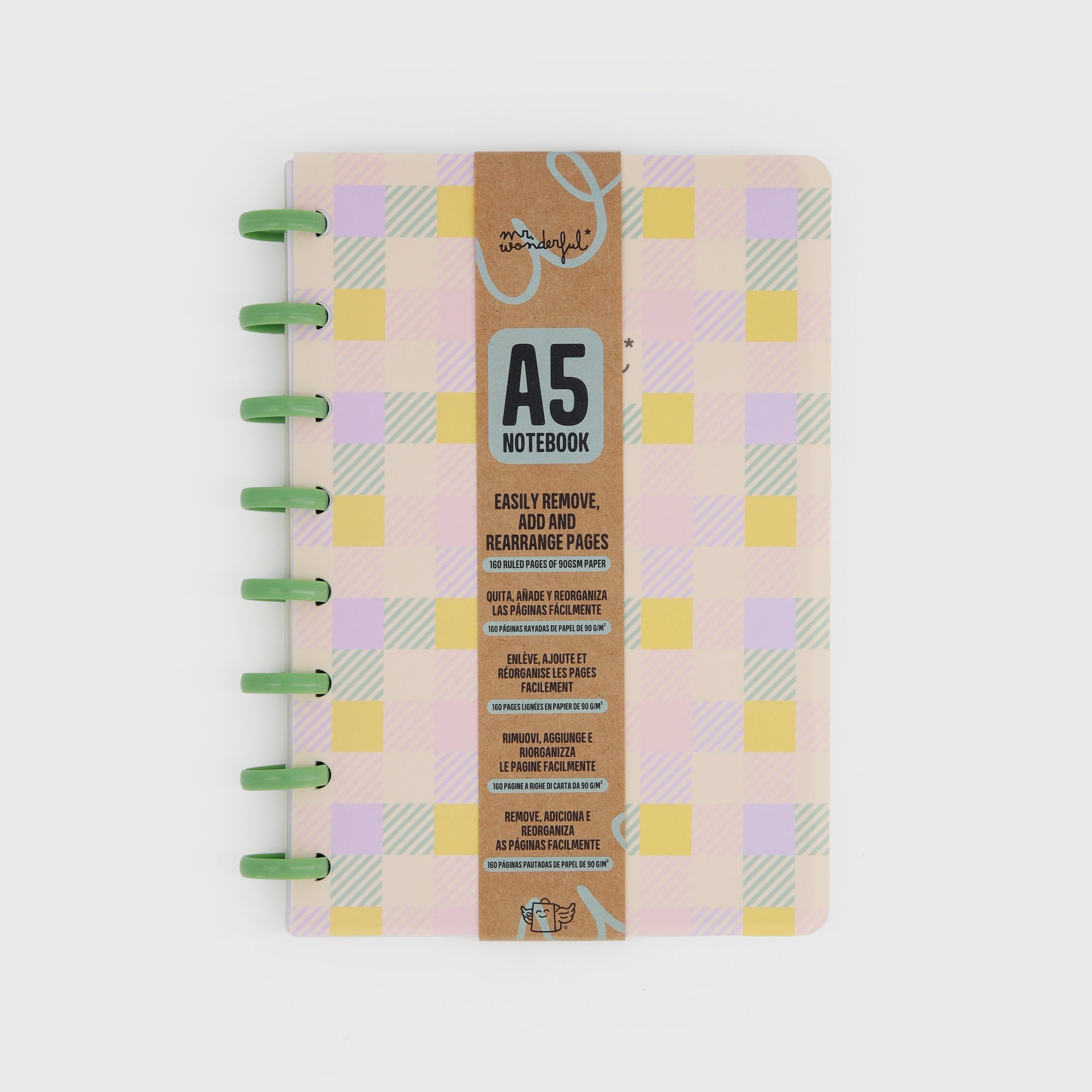 A5 notebook - Yellow, green and lilac checks