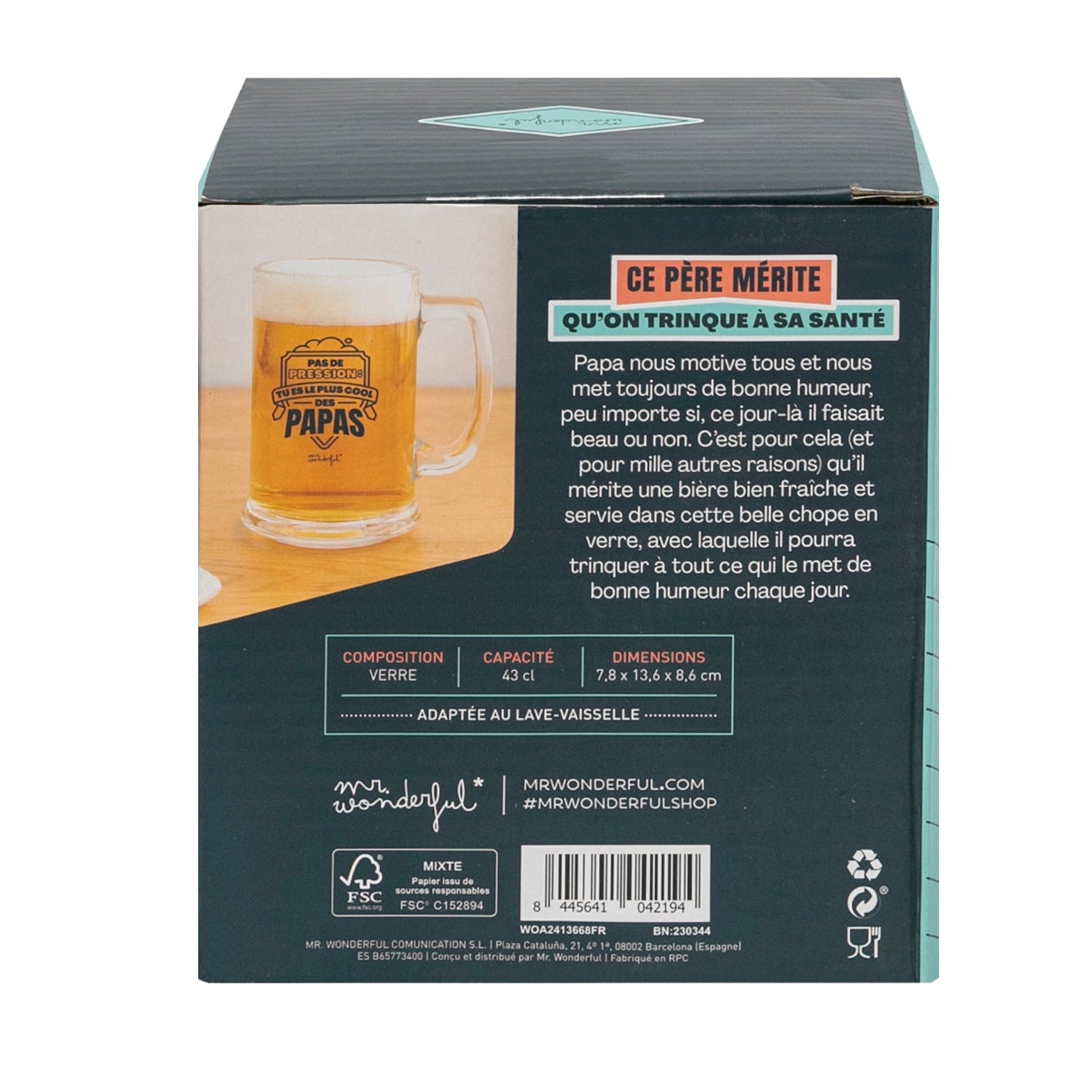 Chope de bière - Tu es le plus cool des papas