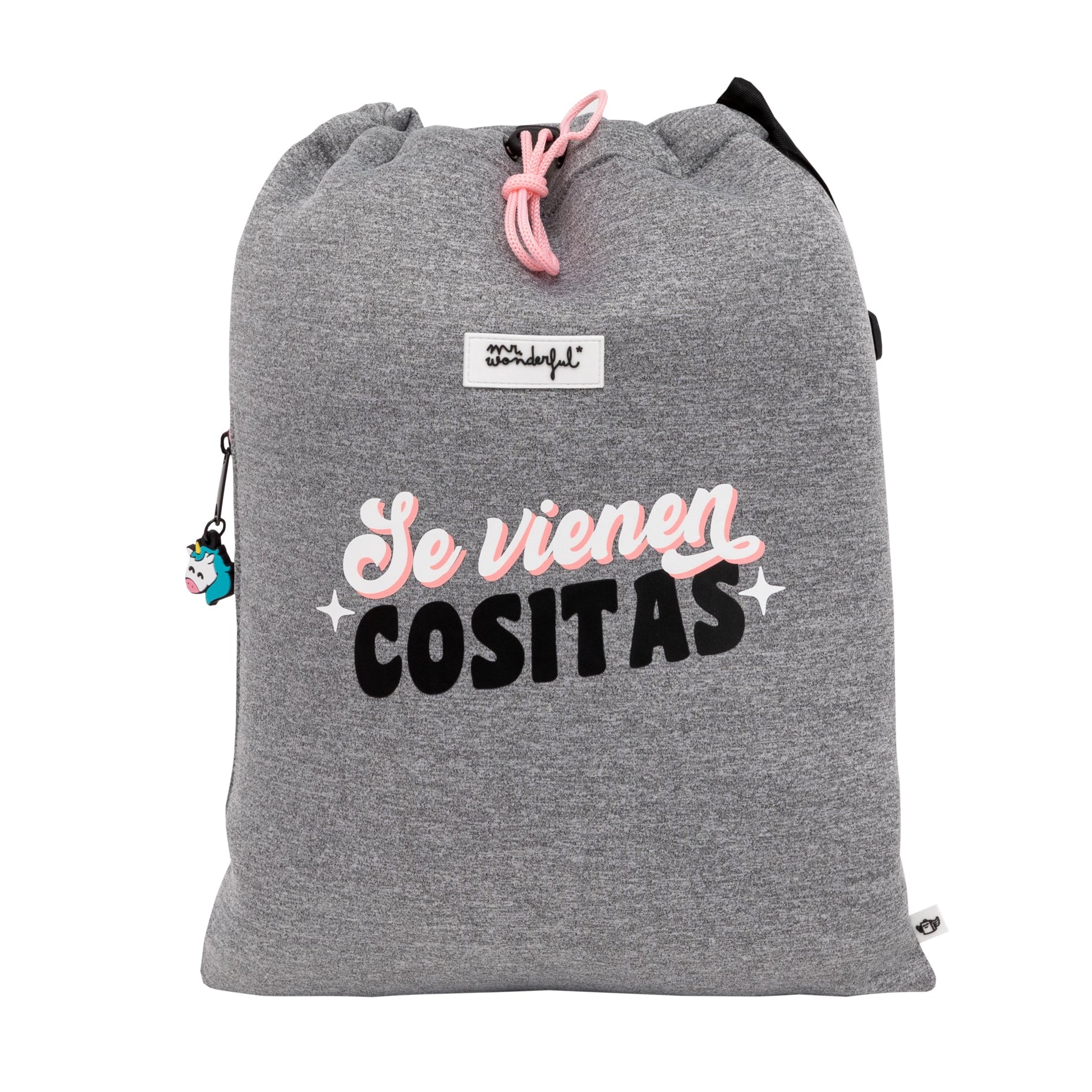 Mochila saco escolar Unicornio con mensaje Mr. Wonderful - Se vienen cositas