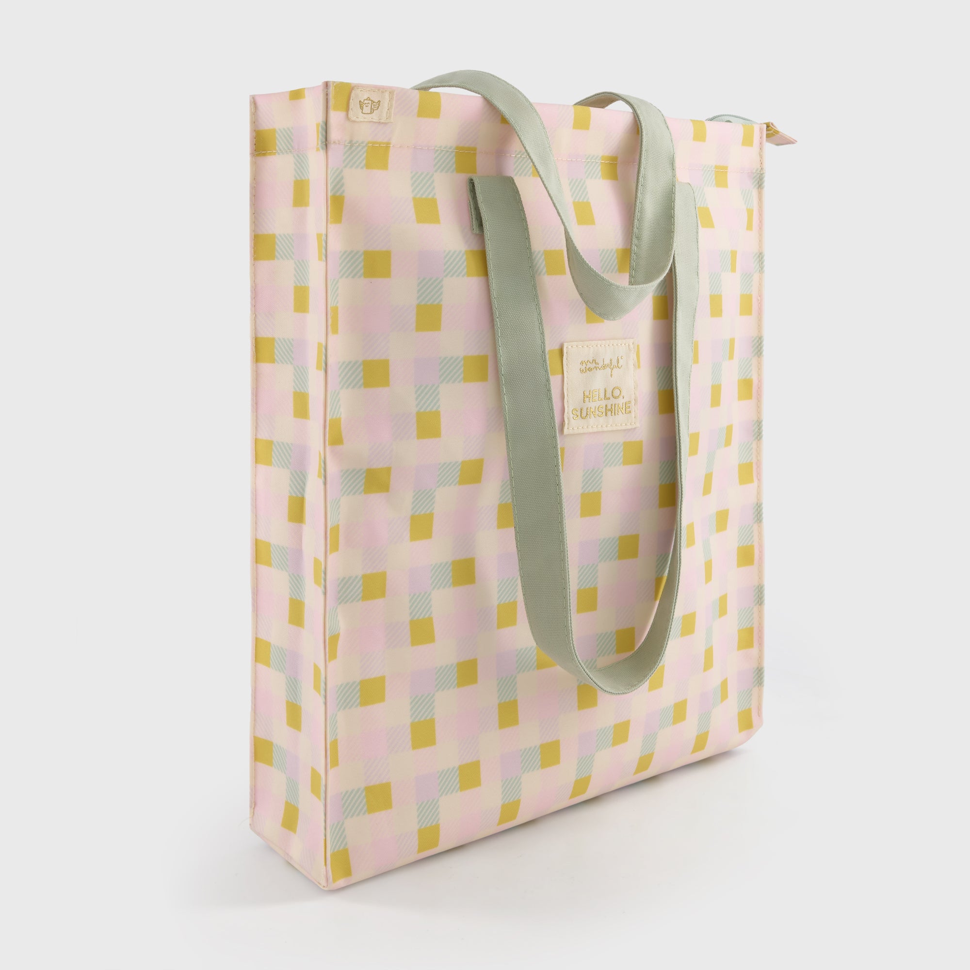 Tote bag cuadrados multicolor - Hello, sunshine!