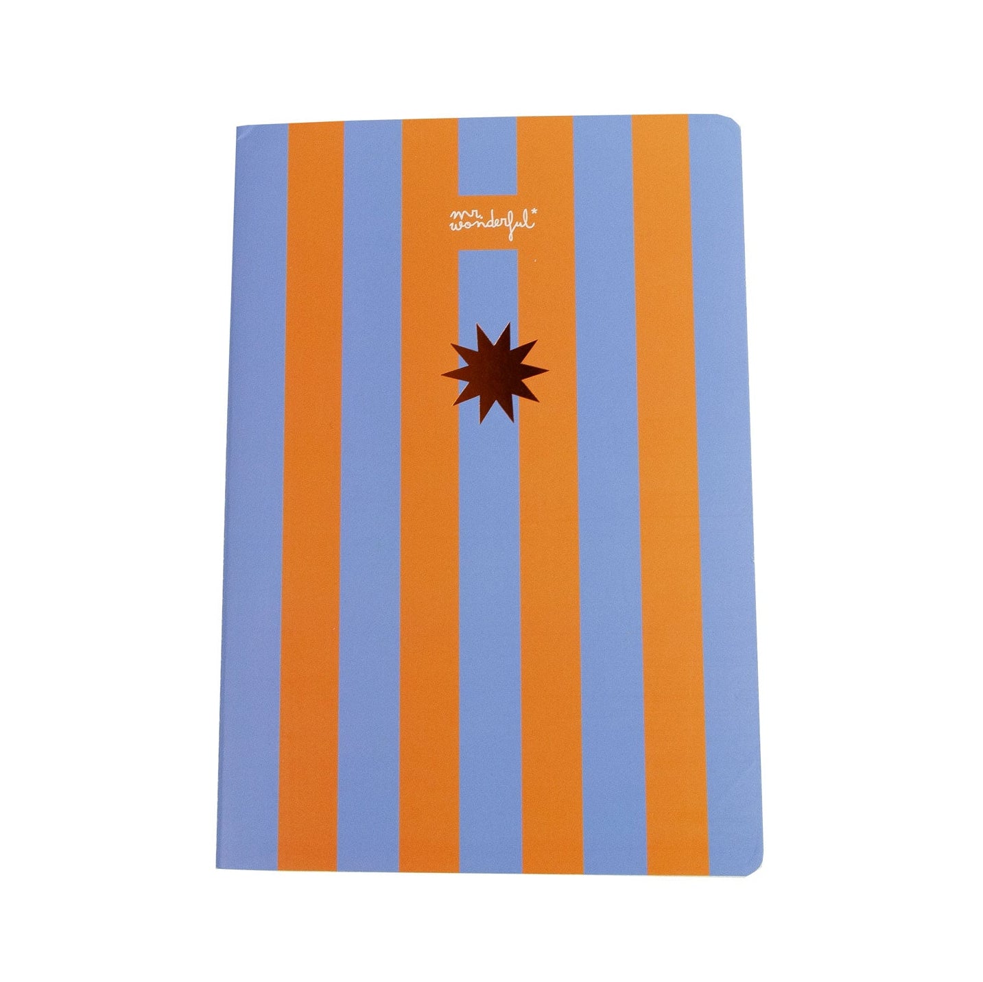 Libreta A5 sencilla Mr. Wonderful estampado a rayas azul y amarillo
