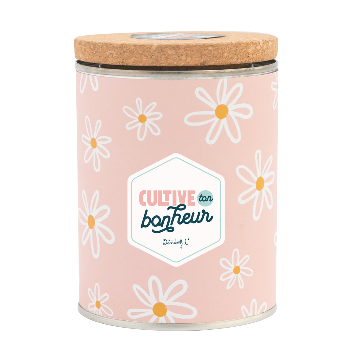 Boîte avec semences et un message en français - Cultive ton bonheur