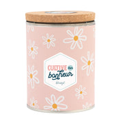 Boîte avec semences et un message en français - Cultive ton bonheur