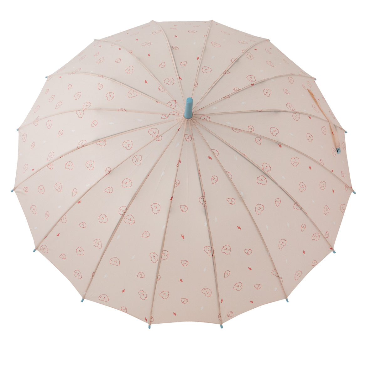 Large-sized pink umbrella - Hearts print
