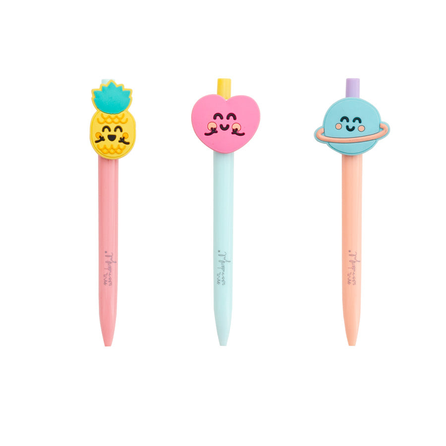 Set of 3 pens with shapes