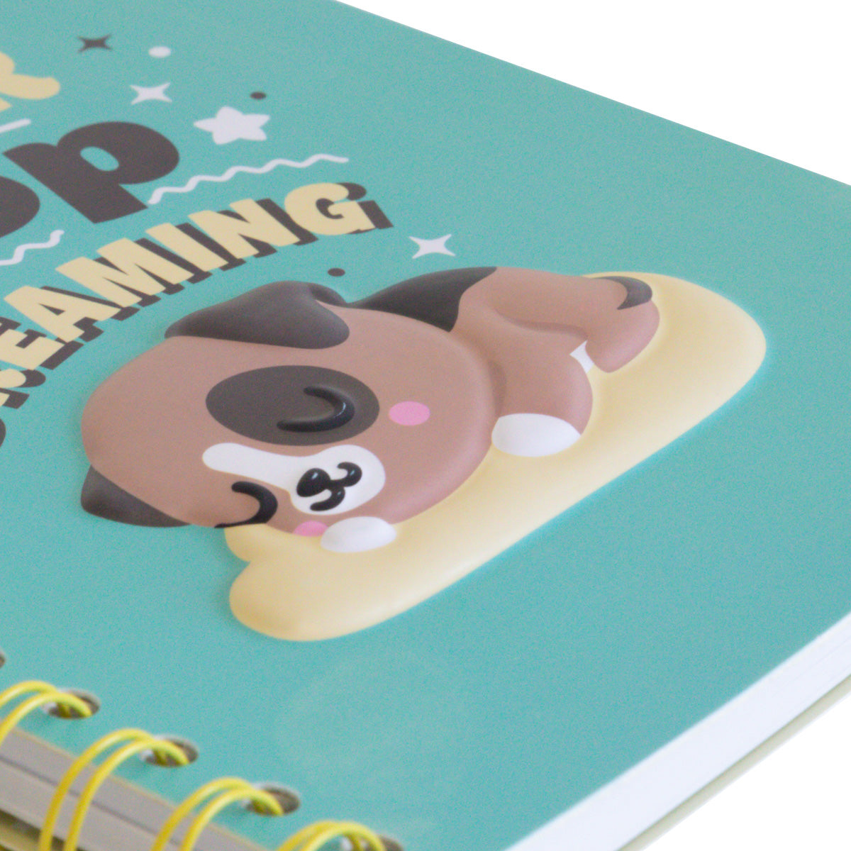 Caderno A5 Cachorro 3D - Nunca pare de sonhar. 