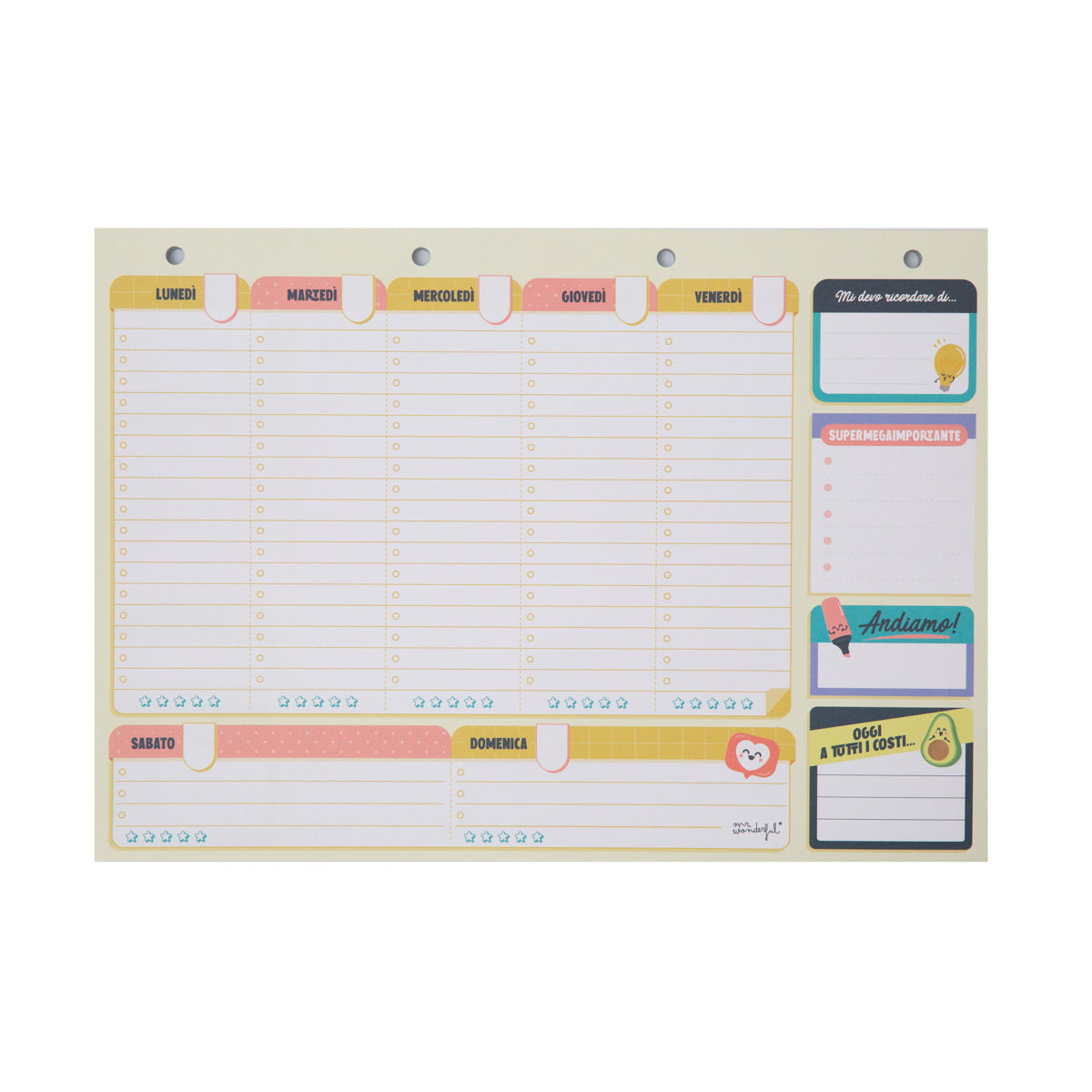 Organizzatore settimanale per non farti sfuggire niente di niente