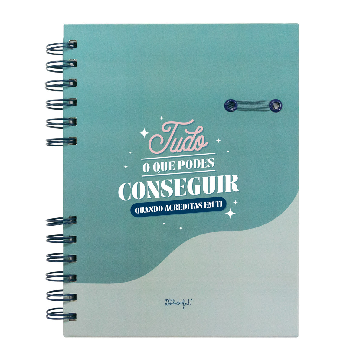 Caderno A5 com frase em português Mr. Wonderful - Tudo o que podes conseguir quando acreditas em ti