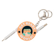 Llavero con cable cargador móvil con mensaje Mr. wonderful color naranja  - Get ready, world!