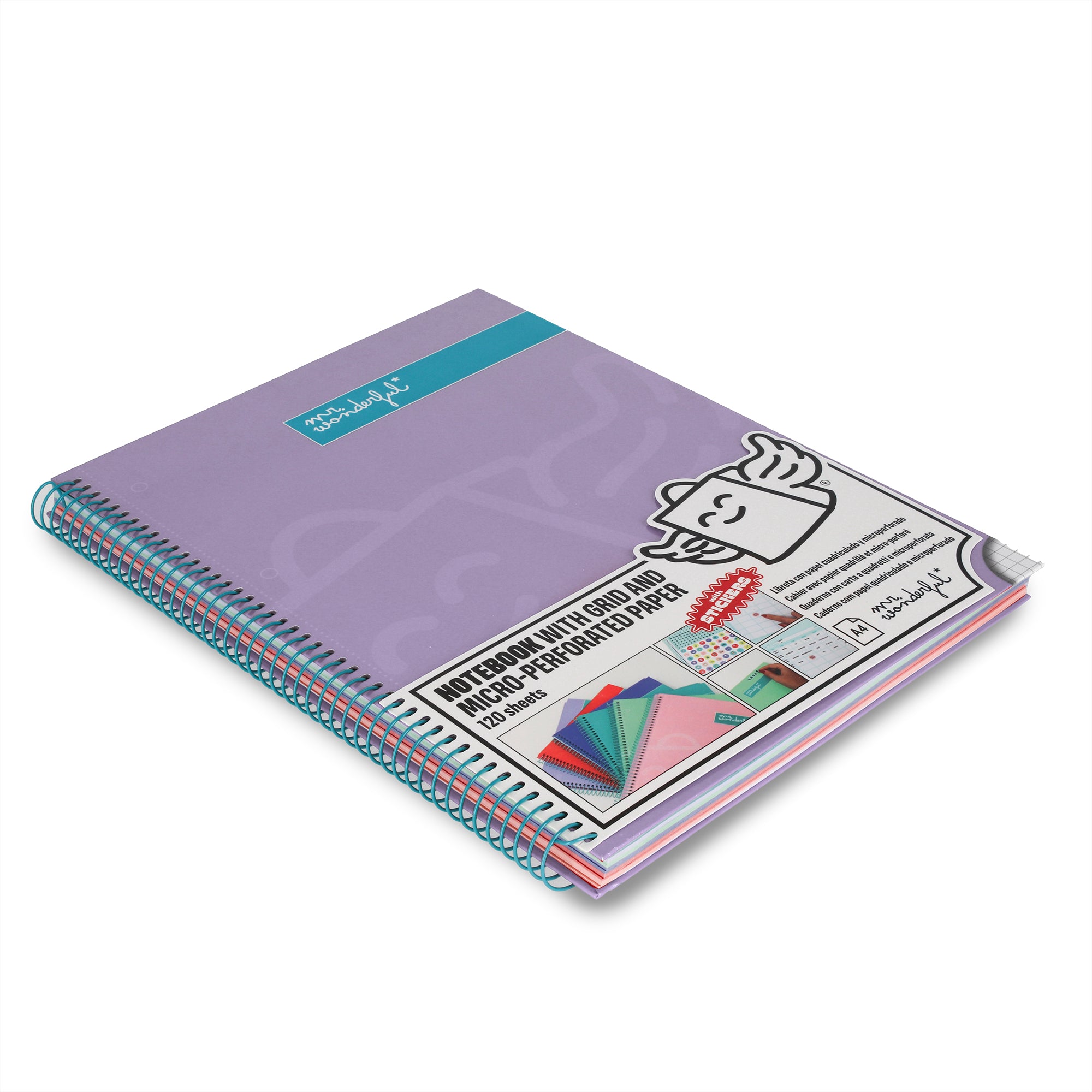Libreta A4 Lila 120 sheets - Grid and micro-perforated paper
