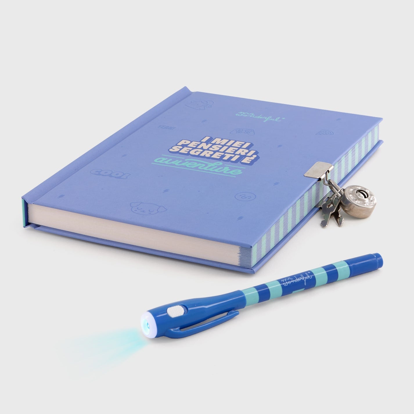 Diario personale per bambini Mr. Wonderful + penna con inchiostro normale e invisibile - I miei pensieri, segreti e avventure