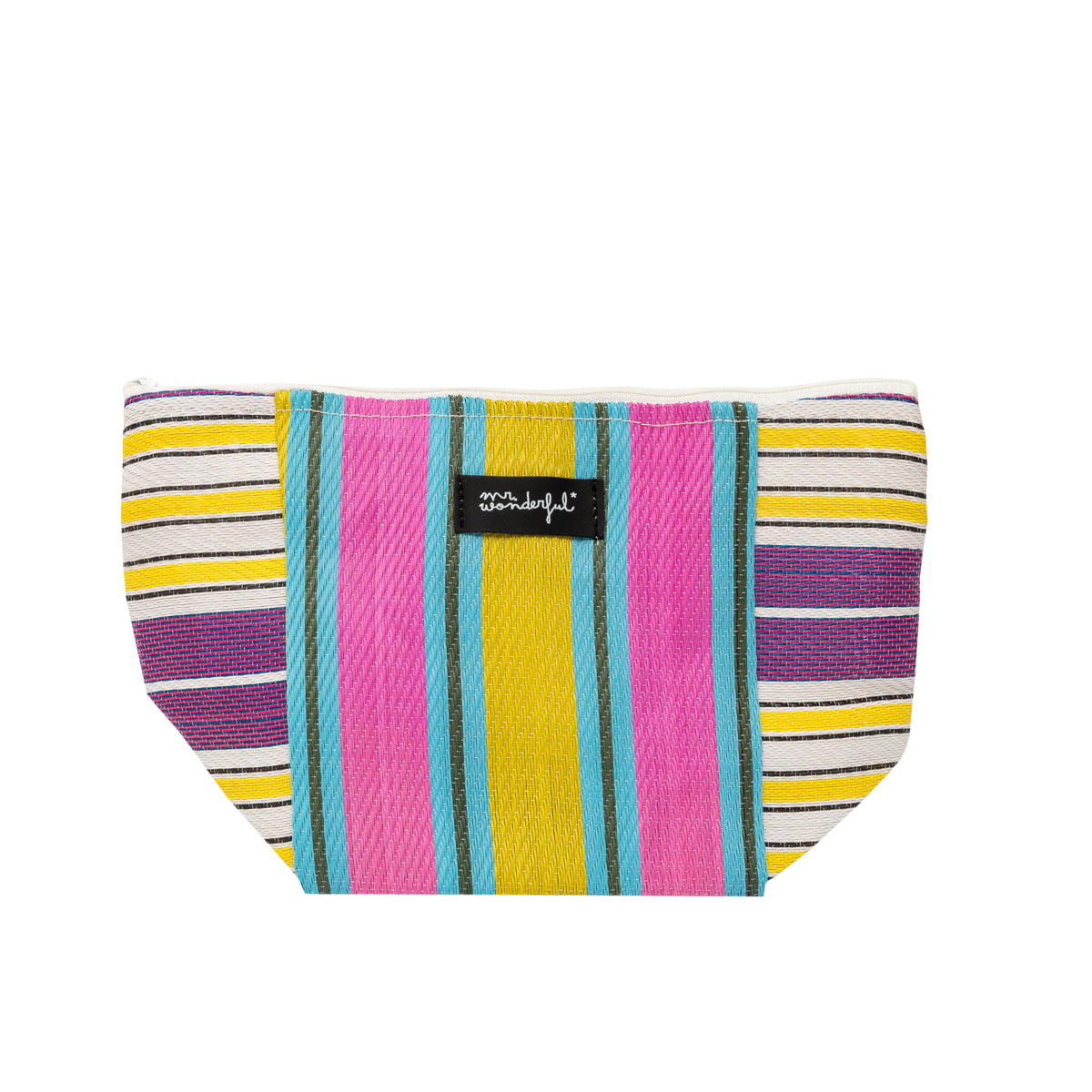 Striped beach toiletry bag – Yellow, blue and purple