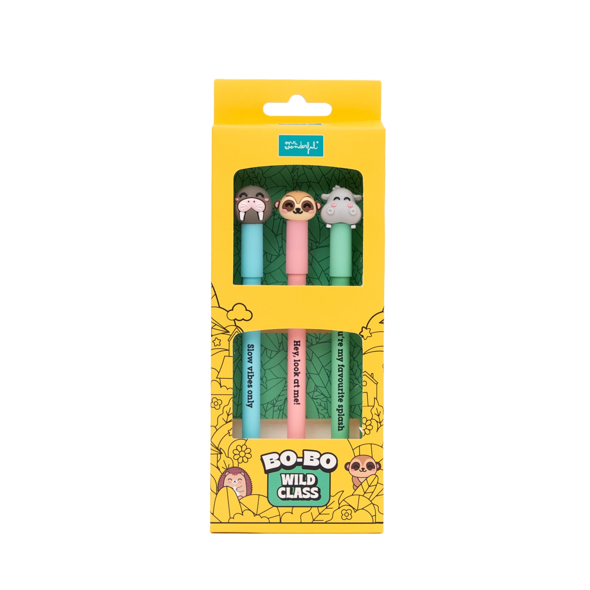 Set de 3 bolis borrables Bo-Bo - Morsa, Suricata e Hipopótamo | Mr.Wonderful