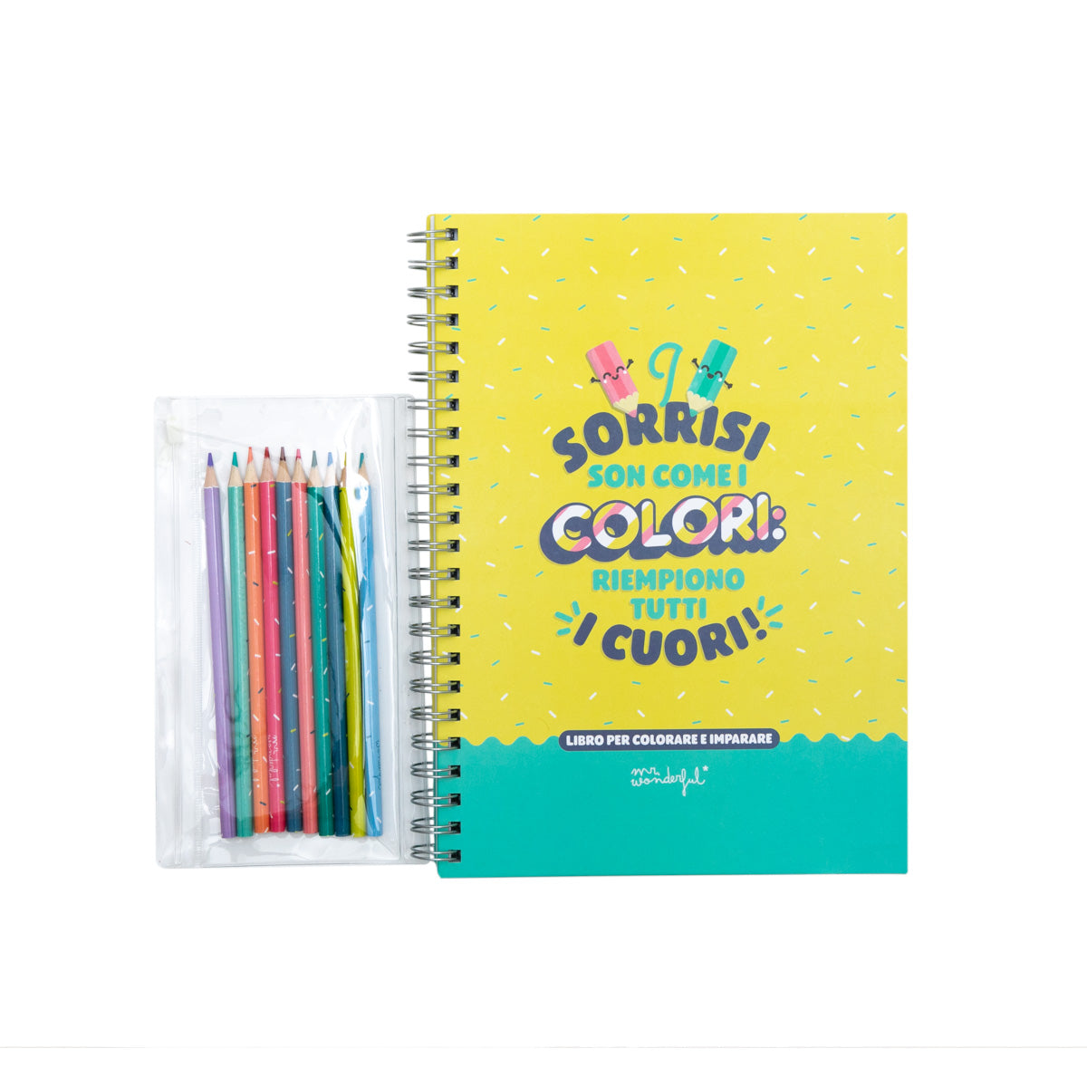 Livro de colorir + canetas - Sorrisos e núcleos para pequenos pintores 