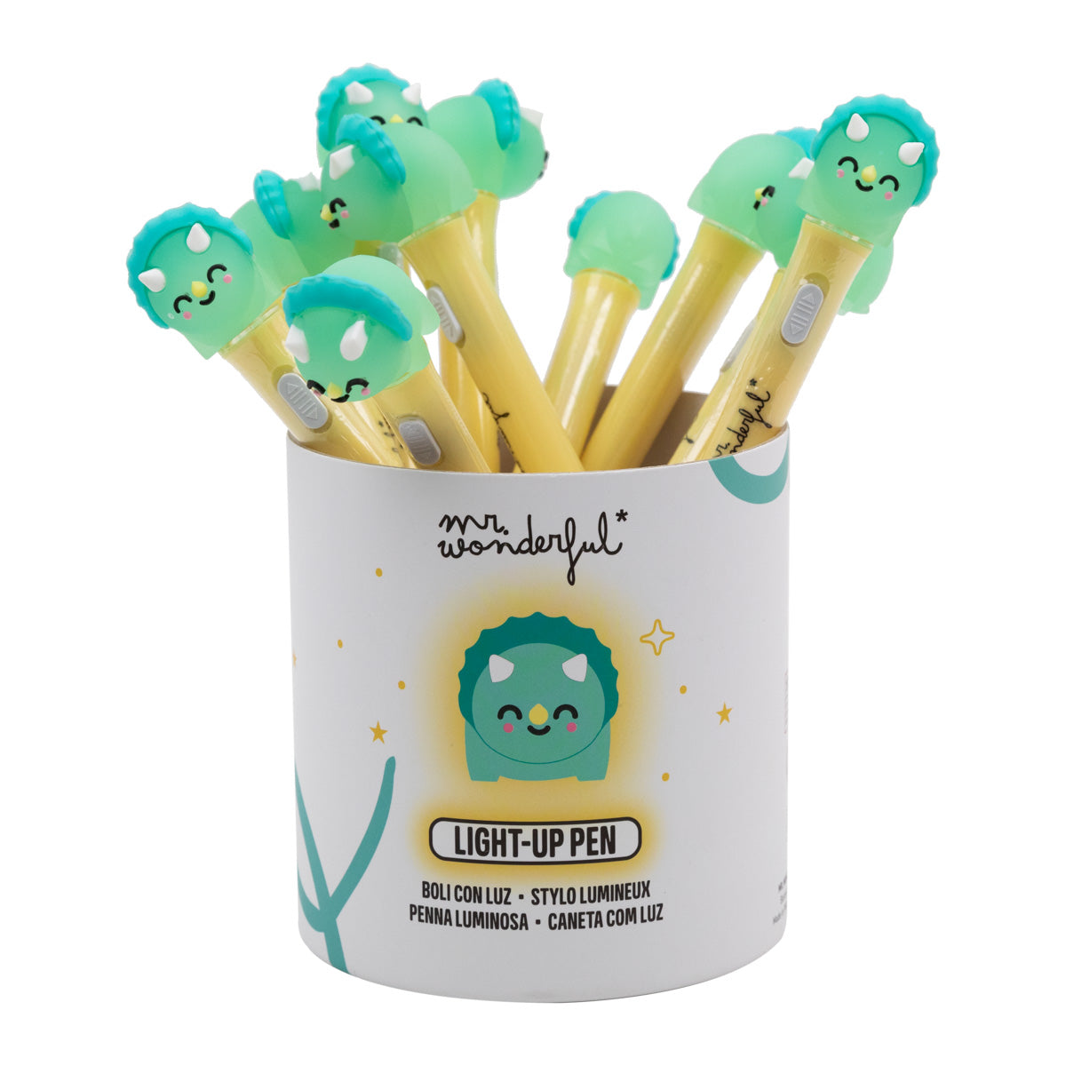 Mr. Wonderful Penna Luminosa A Forma Di Dinosauro - Triceratopo Divertente - Foto 3