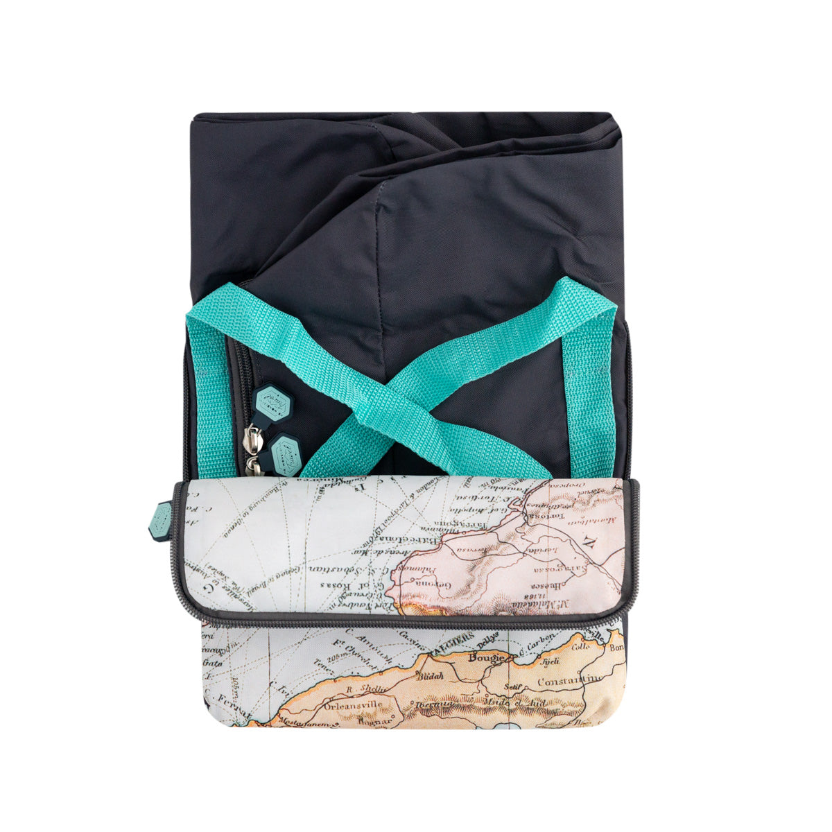 Blue foldable travel bag - I'm off to see the world