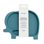 Silicone baby plate with suction cup - Blue elephant