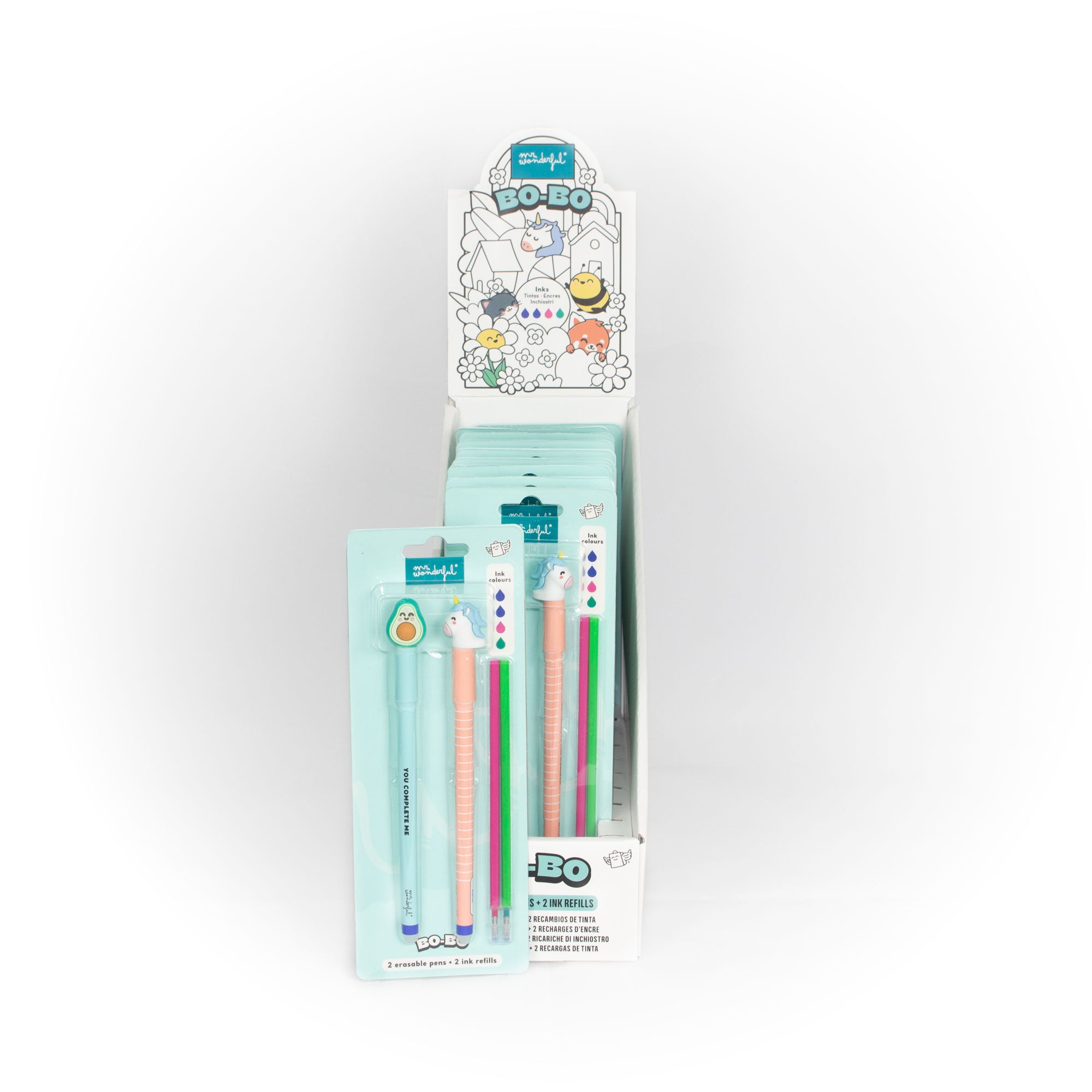 Set de 2 Bolis borrable Bo-Bo + 2 refills - Unicorn and Avocado