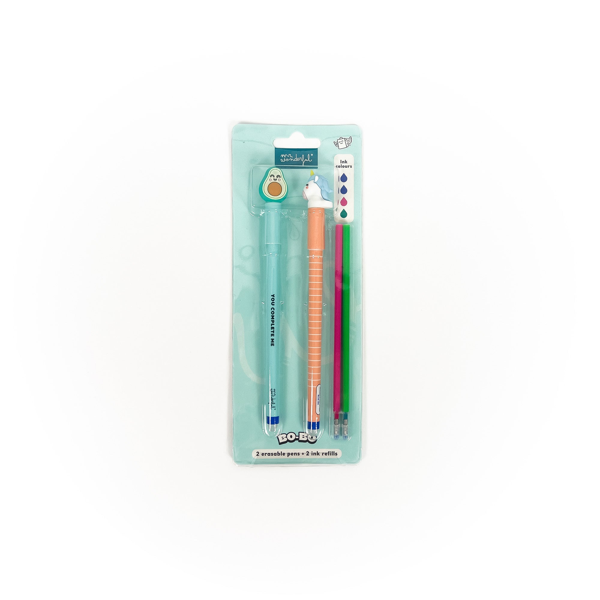 Set de 2 Bolis borrable Bo-Bo + 2 refills - Unicorn and Avocado