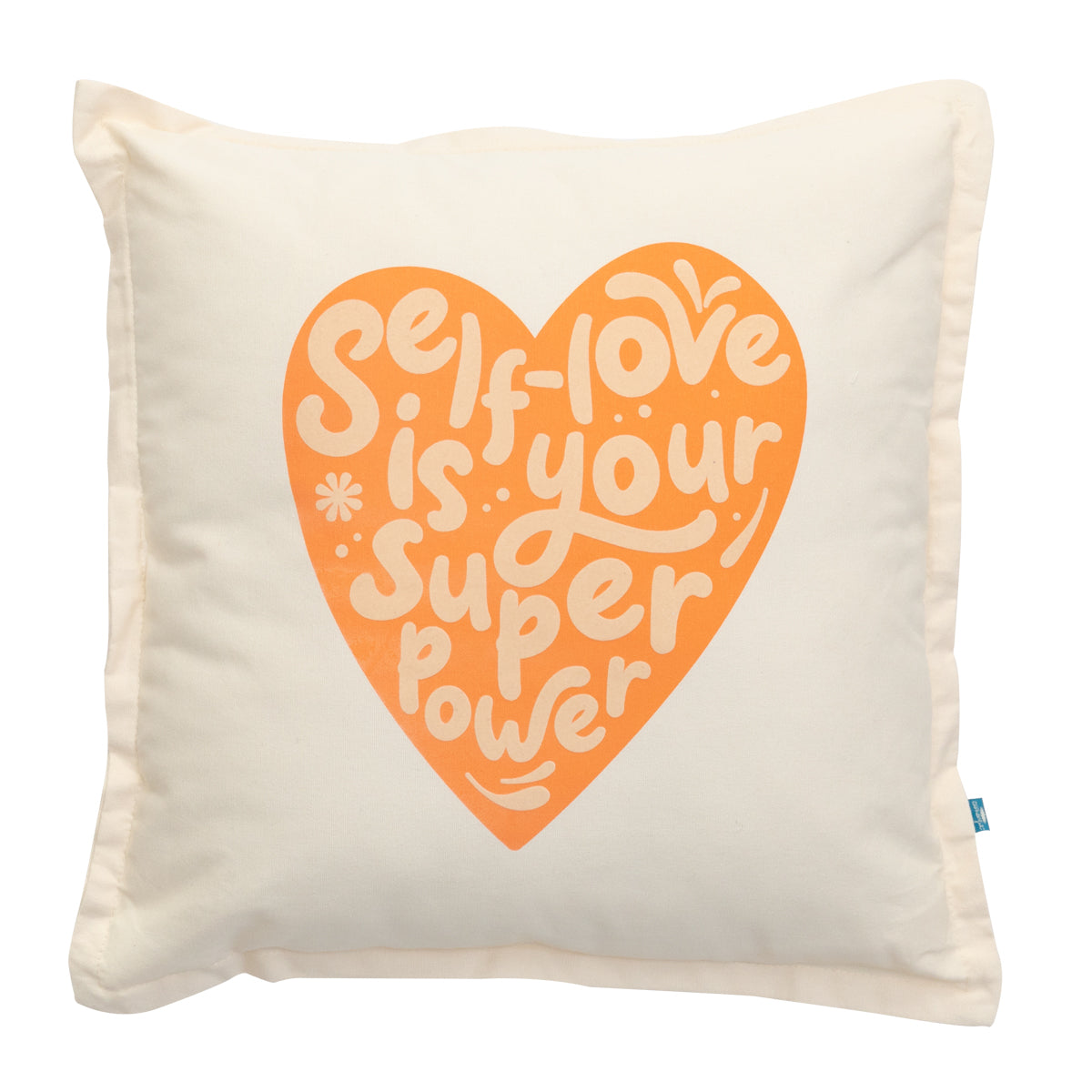 Coussin brodé orange - L'amour de soi est votre super pouvoir