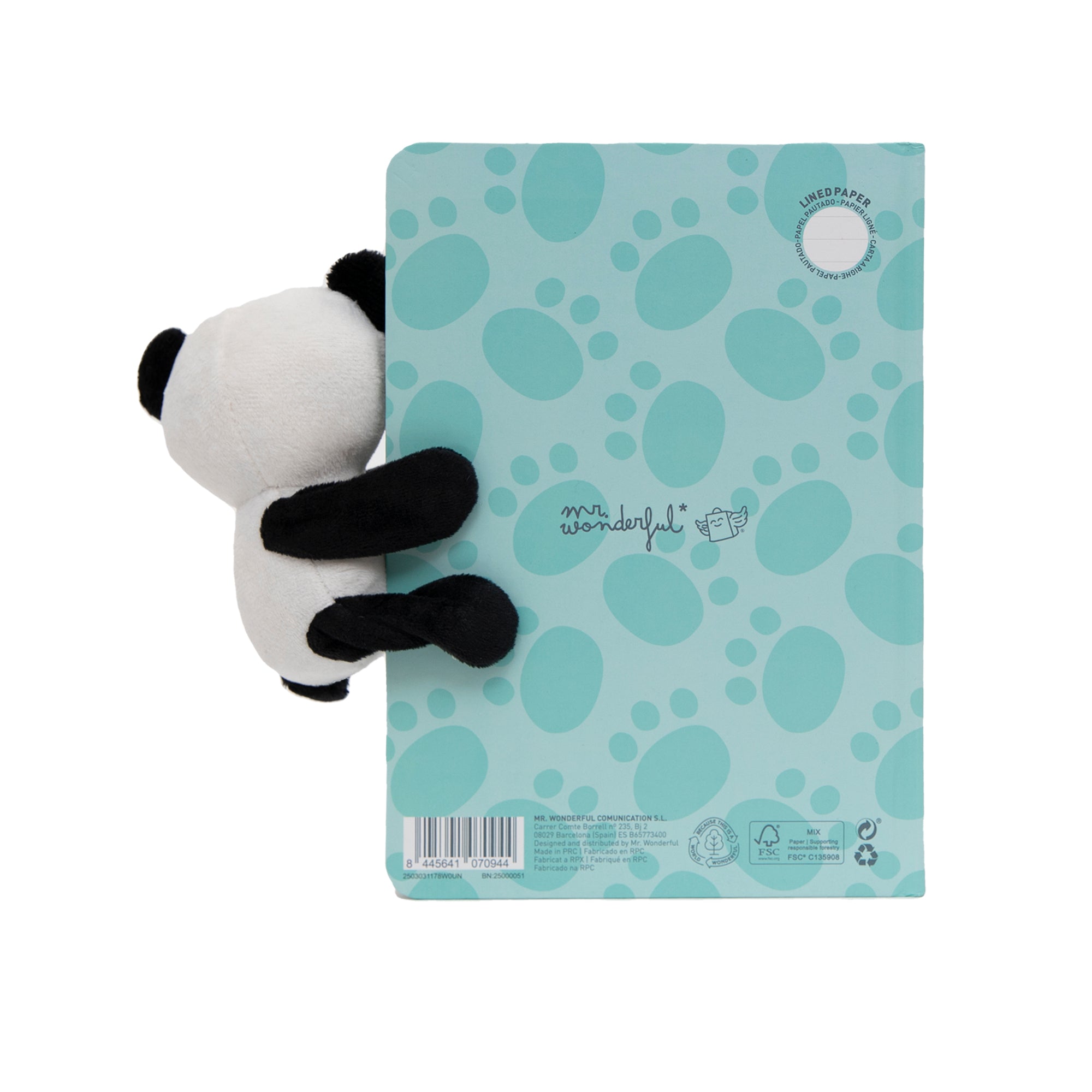Quaderno A5 con peluche panda - Be your best self