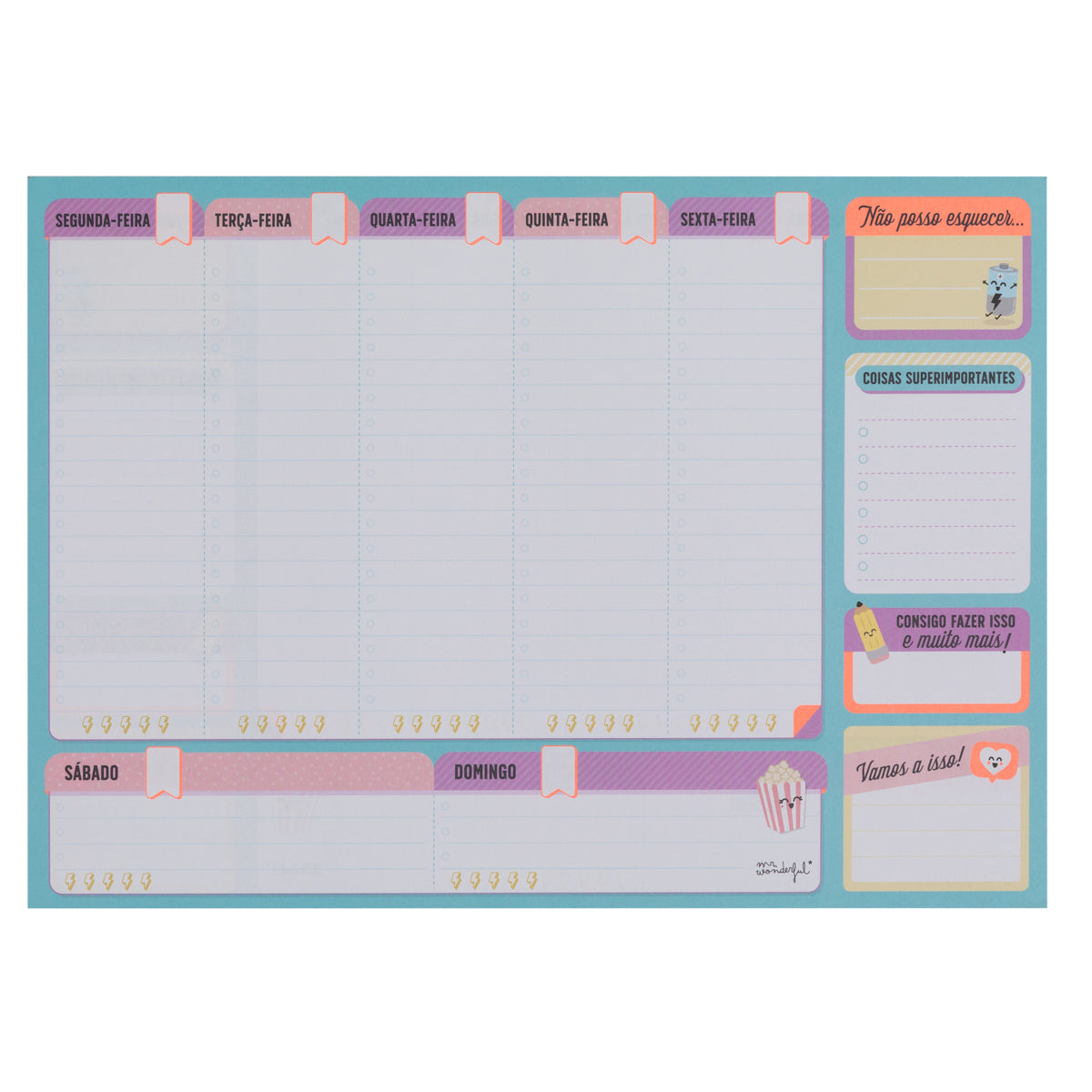 Organizador semanal para realizares todos os teus sonhos