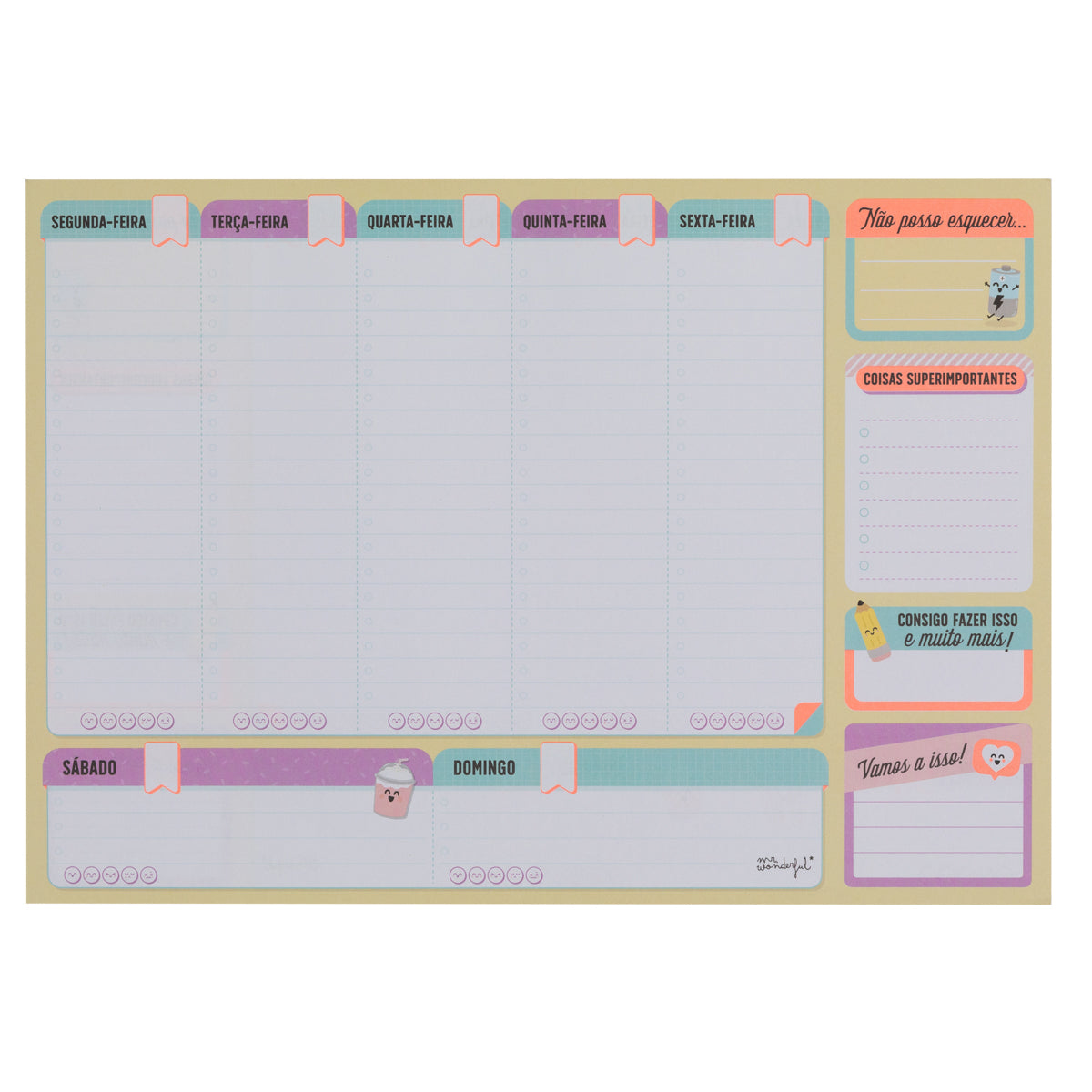 Organizador semanal para realizares todos os teus sonhos