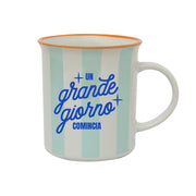 Tazza blu con messaggio in italiano Mr. Wonderful - Un grande giorno comincia