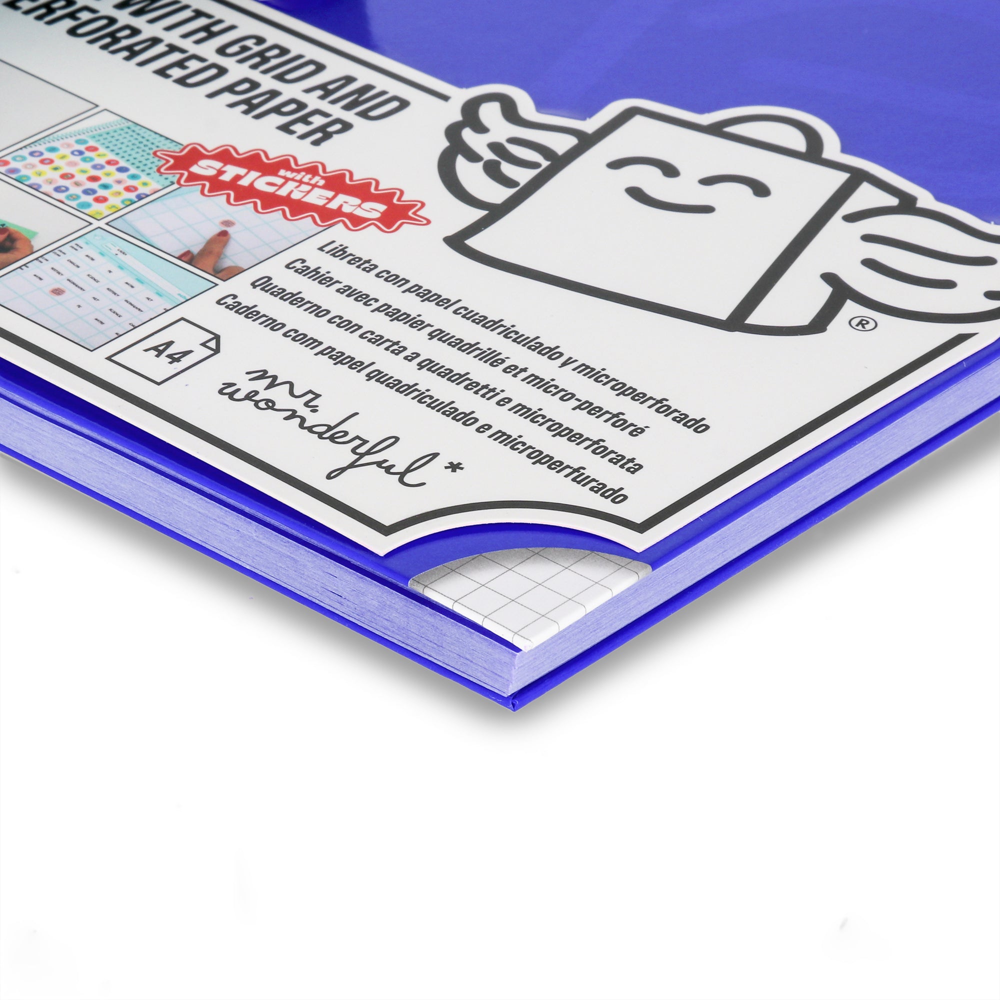 Libreta A4 azul 80 sheets - Grid paper and micro-perforated