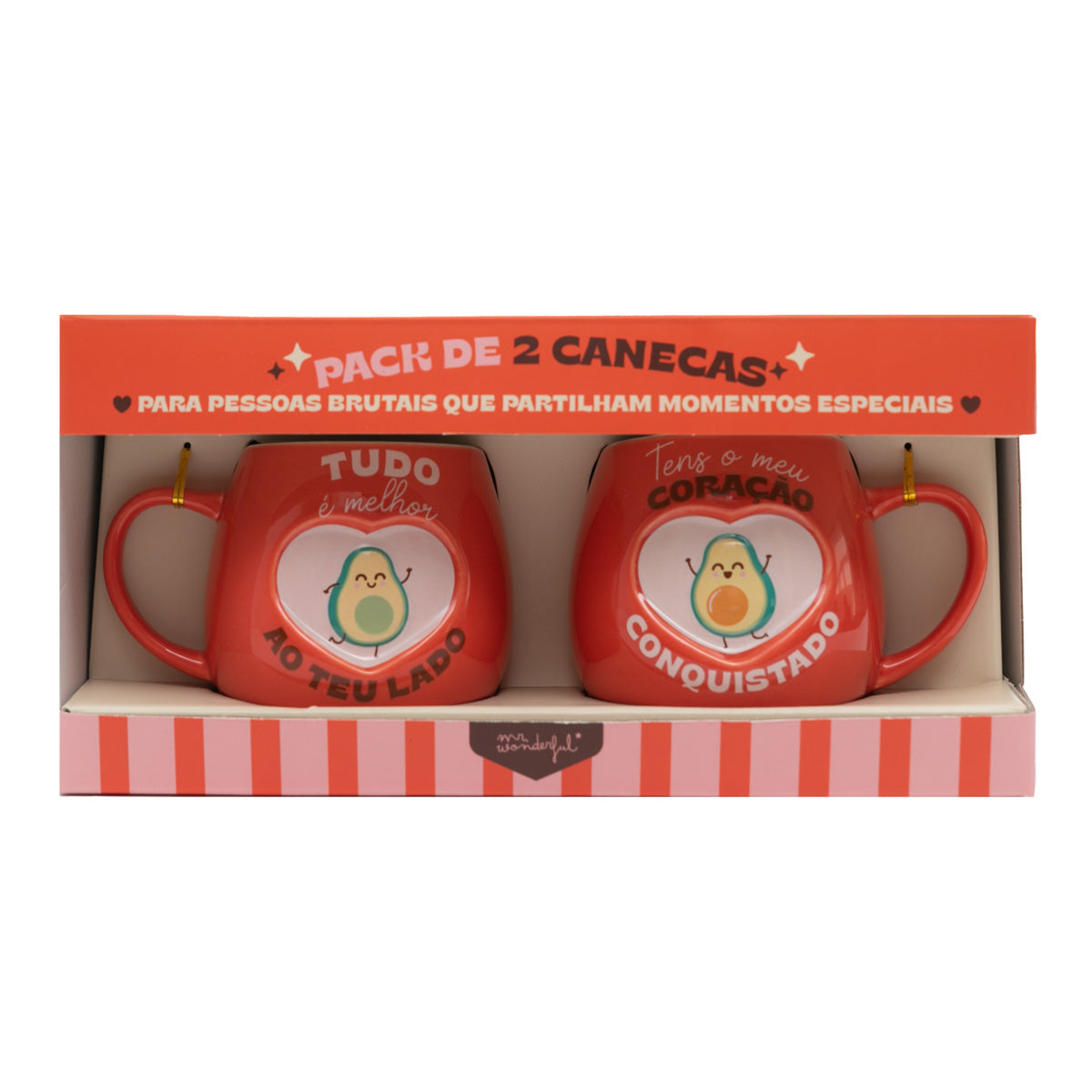 Kit de 2 canecas - Tudo fica melhor do seu lado. Eu tenho meu coração conquistado 