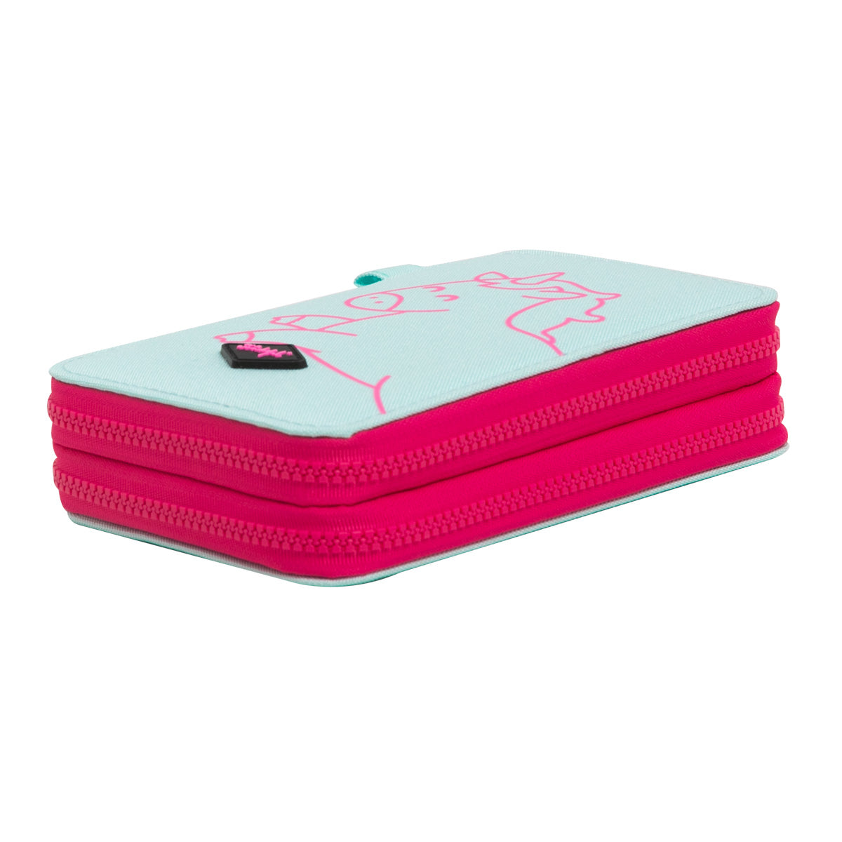 Filled pencil case with 2 compartments mint - My creativity has no limits