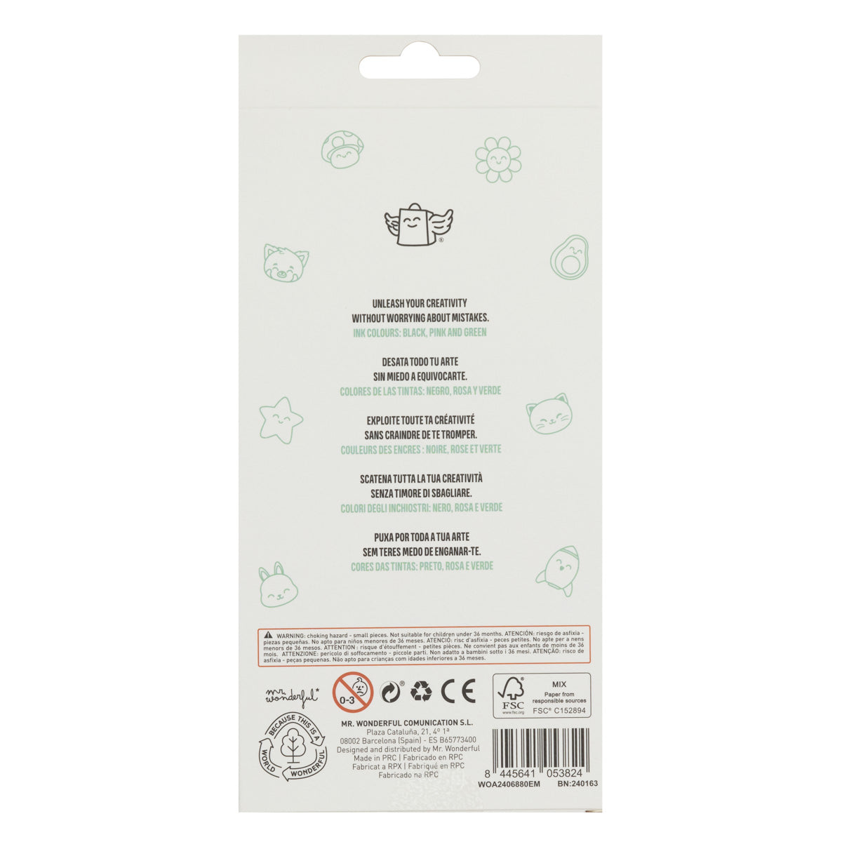 Set of 3 erasable pens for unforgettable notes - Lion, monkey and koala.