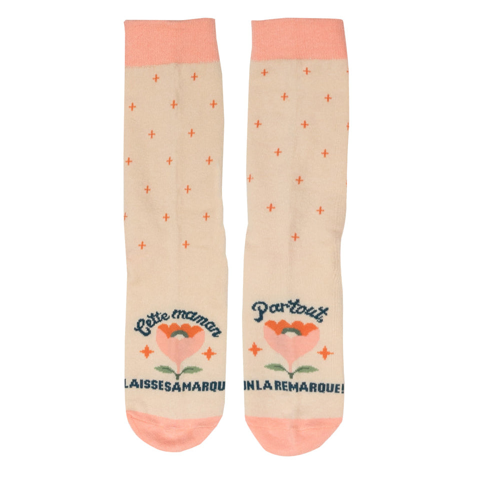 Chaussettes avec message pour les mères en français Mr. Wonderful Taille 35-38 - Cette maman laisse sa marque. Partout, on la remarque !