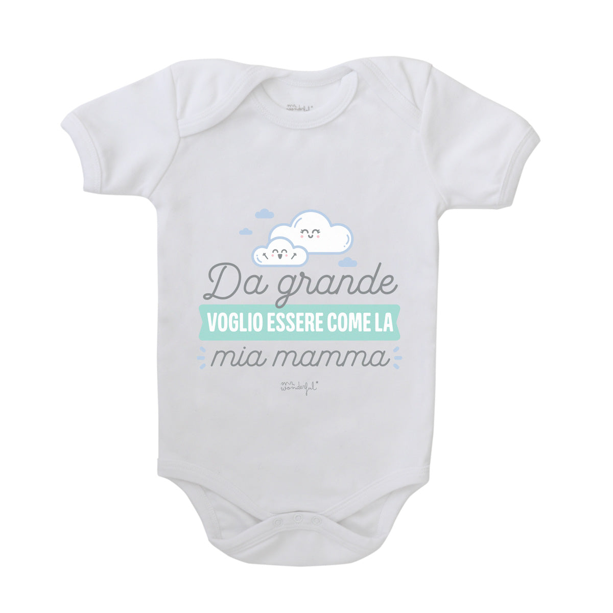 Body per neonato con messaggio in italiano Mr. Wonderful taglia 3-6 - Da grande voglio essere come la mia mamma