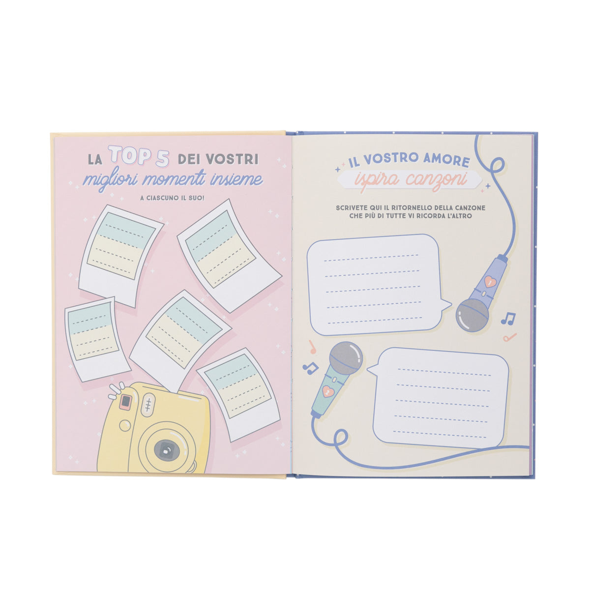 Set di libro da completare amore + 2 penne a forma