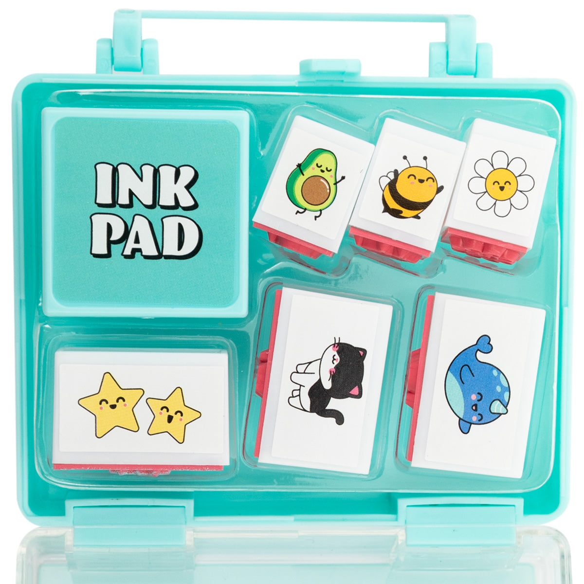 Set de 6 tampons + tampon encreur - Laissez-vous inspirer par l'encre ! 