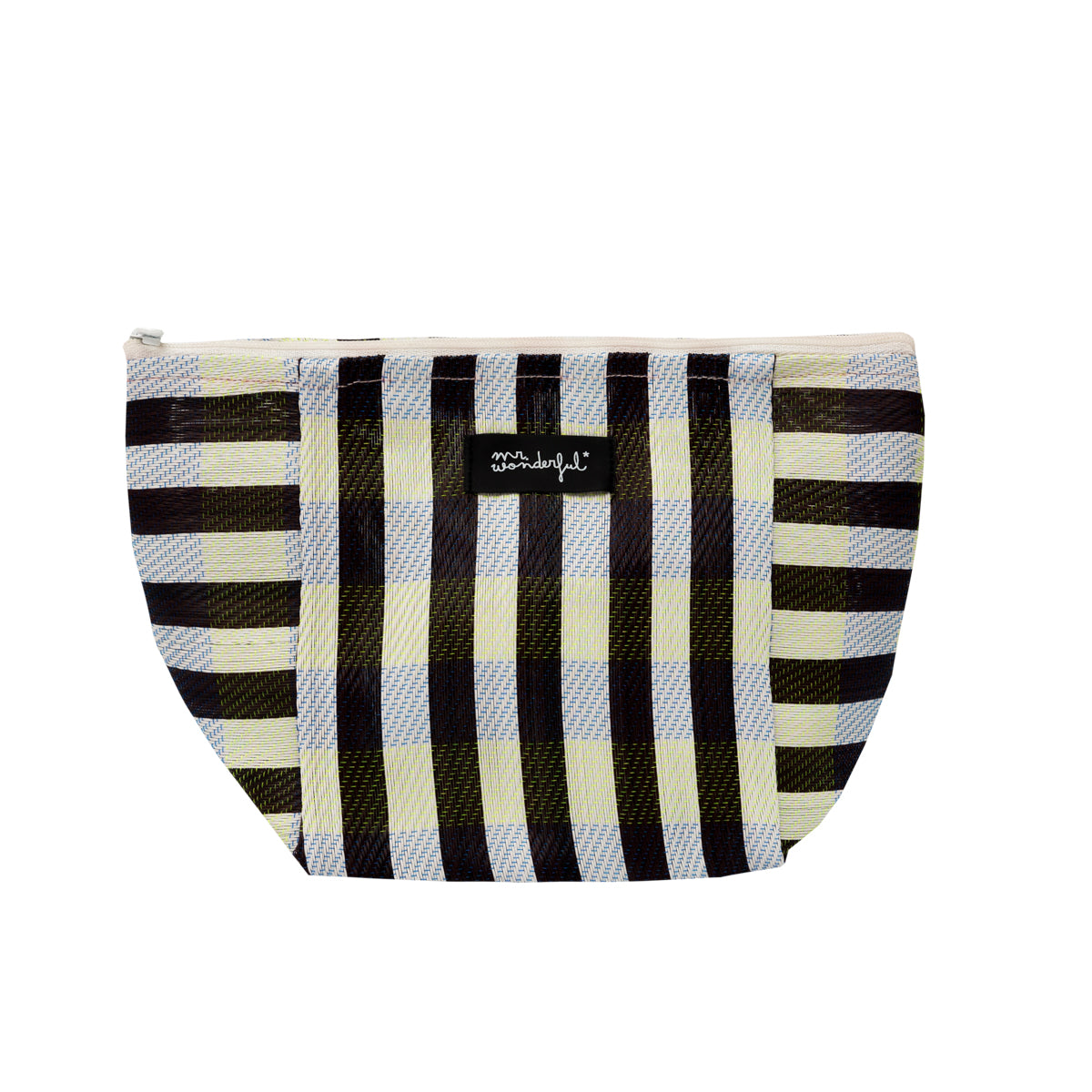 Striped beach toiletry bag – Black and white.