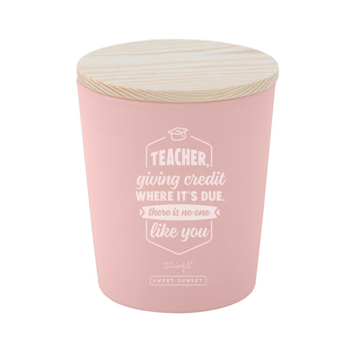 Vela perfumada con mensaje para profes Mr. Wonderful - Teacher, giving credit where it’s due, there is no one like you