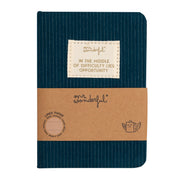 A6 notebook corduroy blue - In the middle of difficulty lies opportunity.