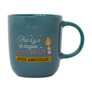 Mug avec message d'anniversaire en français Mr. Wonderful - Plus il y a de bougies, plus tu brilles. Joyeux anniversaire !