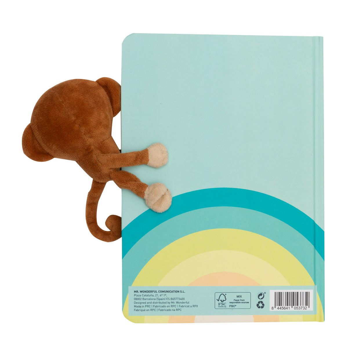 Carnet avec peluche et fermeture magnétique singe - Moments magiques. 