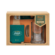 Conjunto com boccale + refrigerador + apribottiglie para saborear uma cerveja fresca e quente 