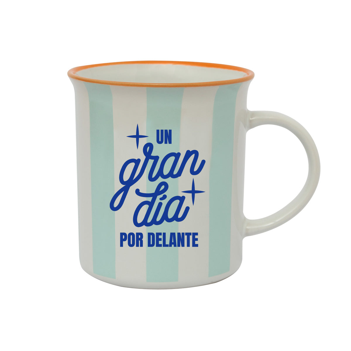 Taza azul para regalar a mujeres con frase Mr. Wonderful - Un gran día por delante