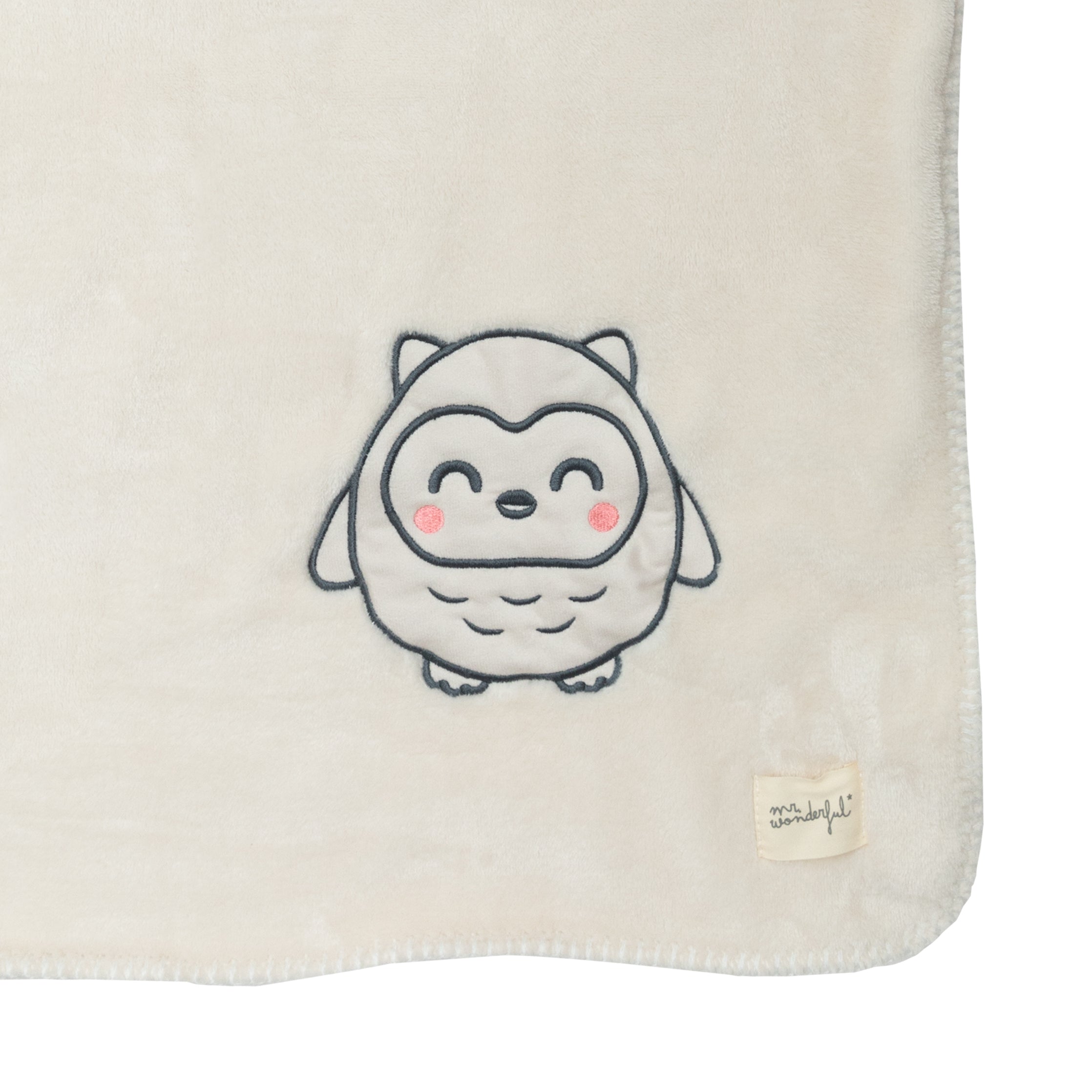Soft baby blanket - Beige owl.