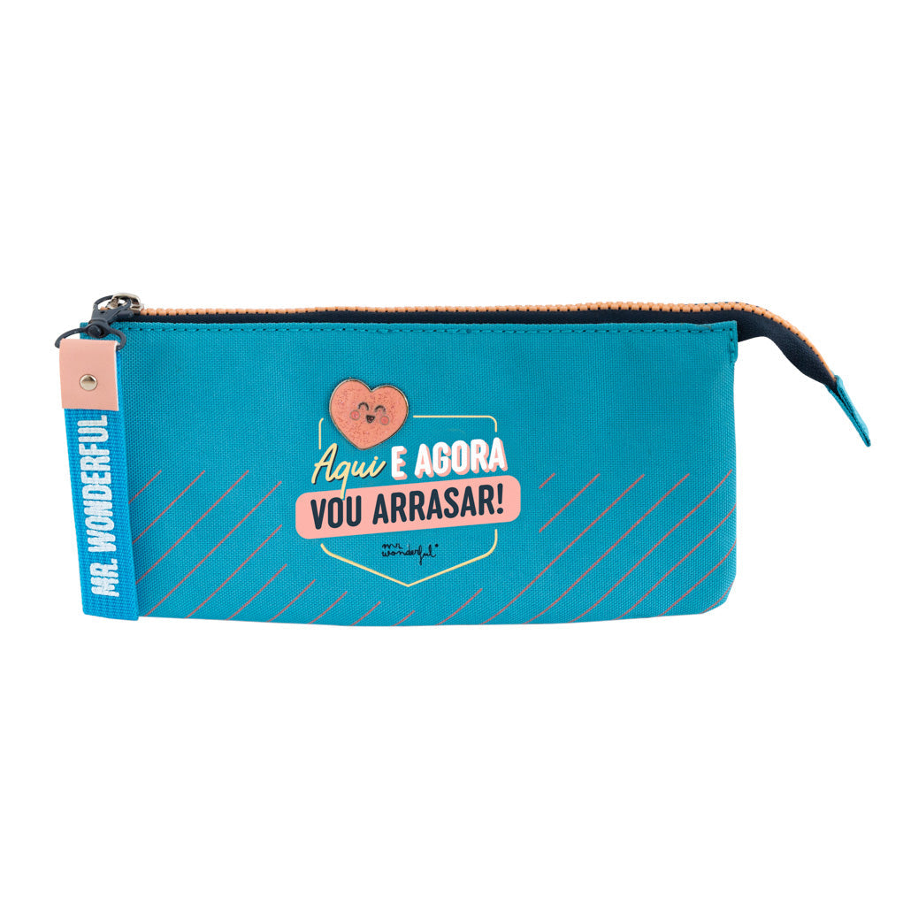 Estojo triplo escolar Mr. Wonderful - Aqui e agora: vou arrasar!