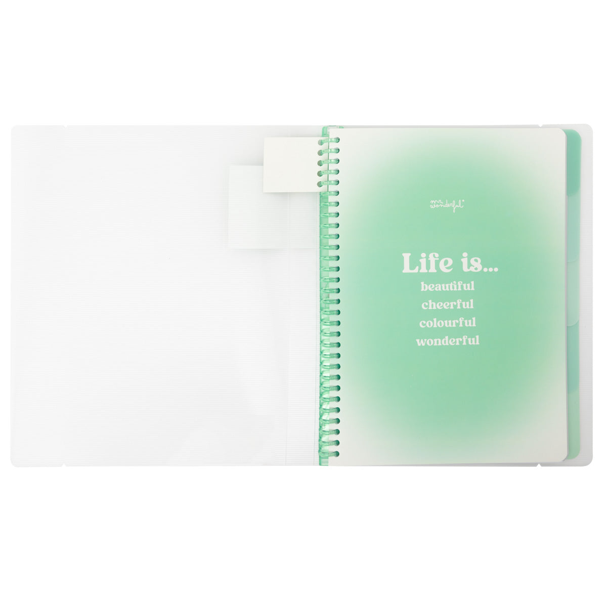Clear A4 notebook - Life is beautiful, cheerful, colourful, wonderful