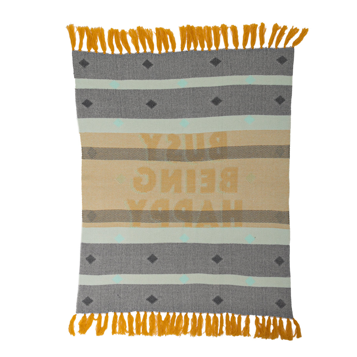 Blanket with fringes - Busy being happy