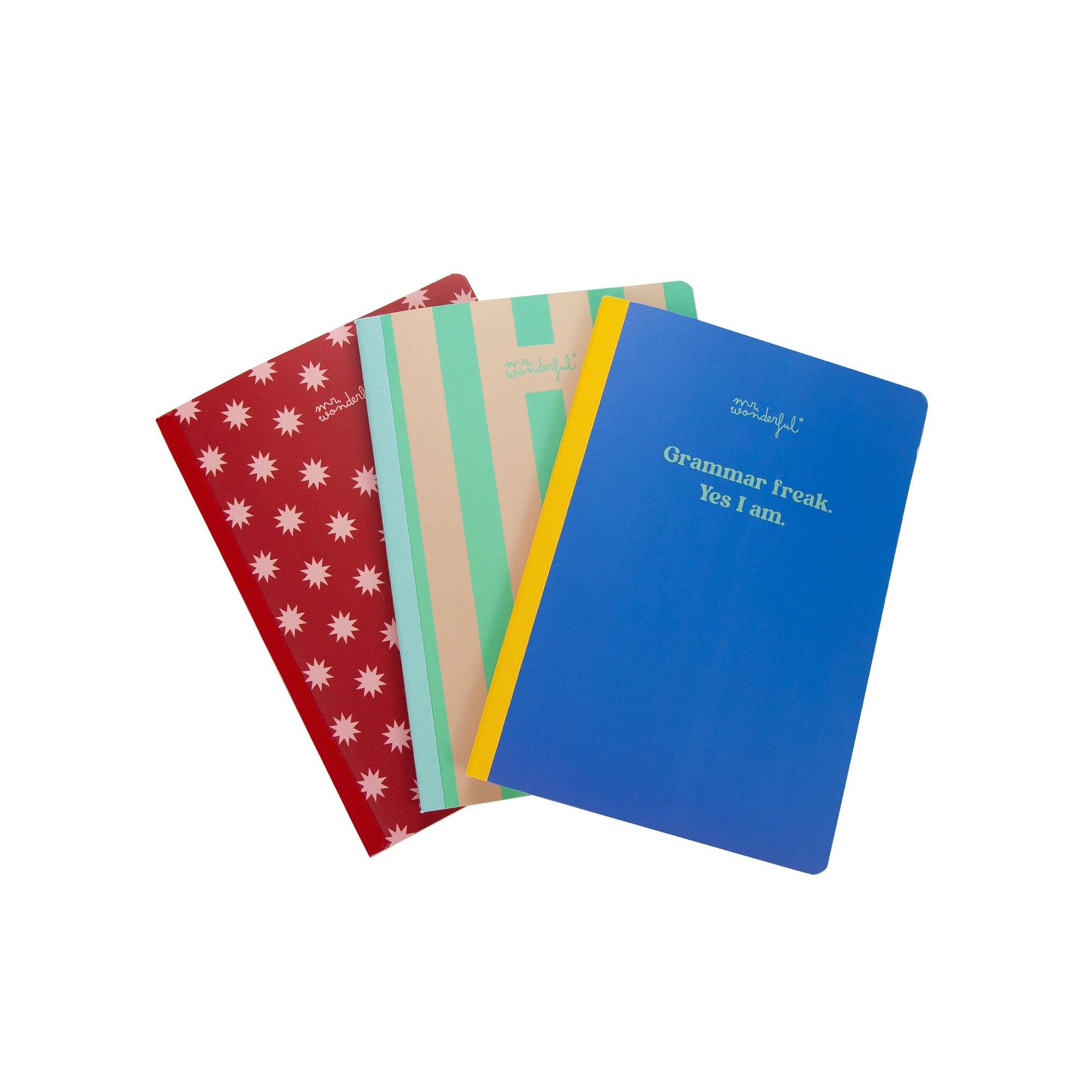 Set de 3 libretas 19x25 cm - Grammar freak. Yes I am.